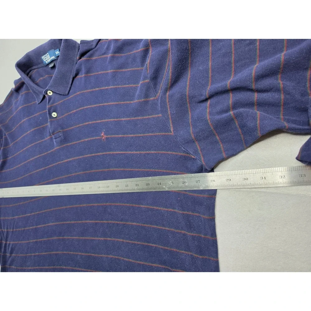 Polo Ralph Lauren Rugby Shirt Mens 2XL Blue Striped 100% Cotton Golf Performance